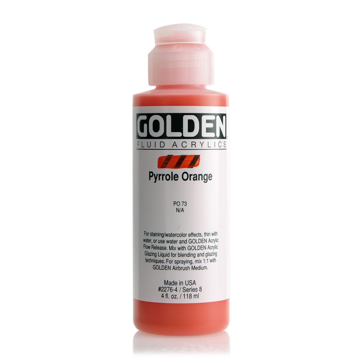 GOLDEN Peinture Acrylic FLUIDS Golden VIII 119ml Orange Pyrrole