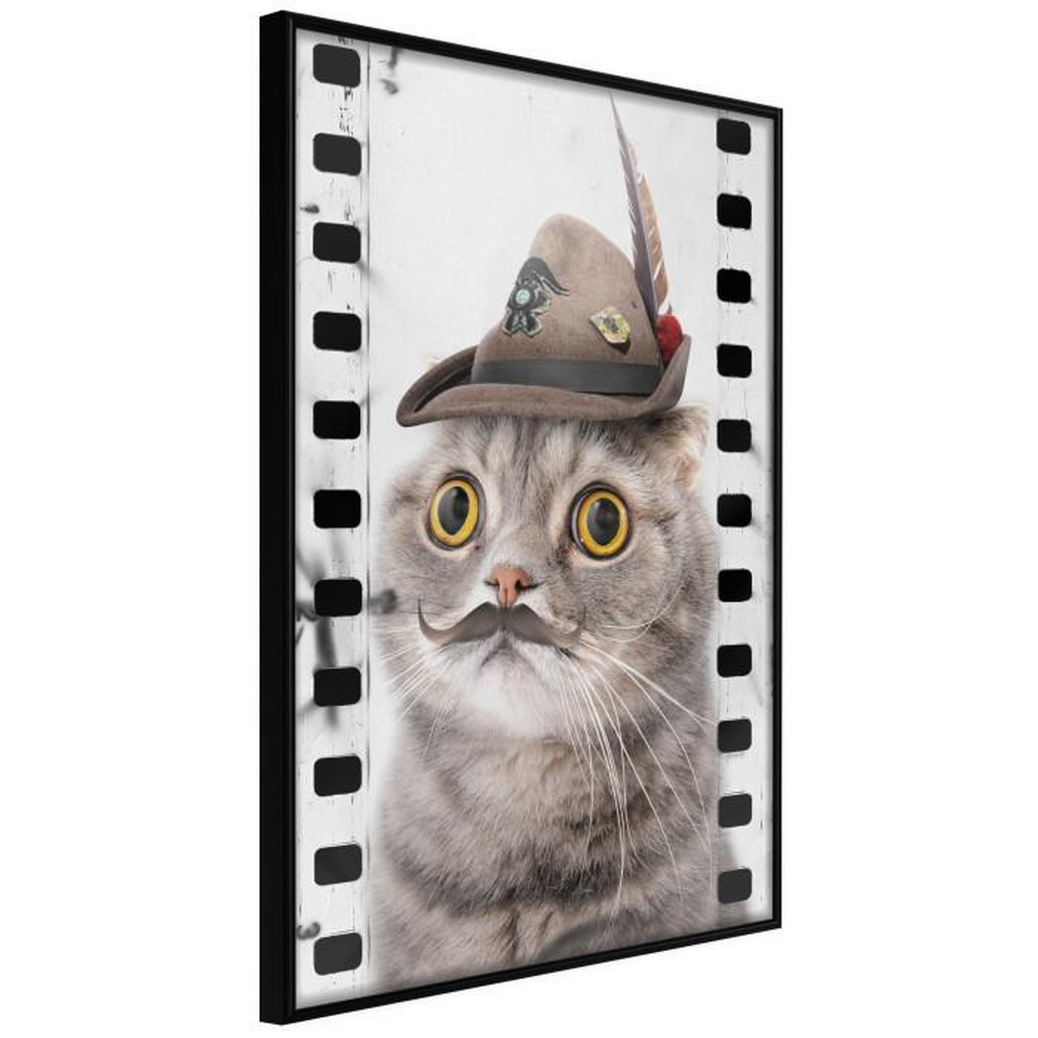 Paris Prix Affiche Murale Encadrée  Dressed Up Cat. Coloris disponibles : Jaune, Noir