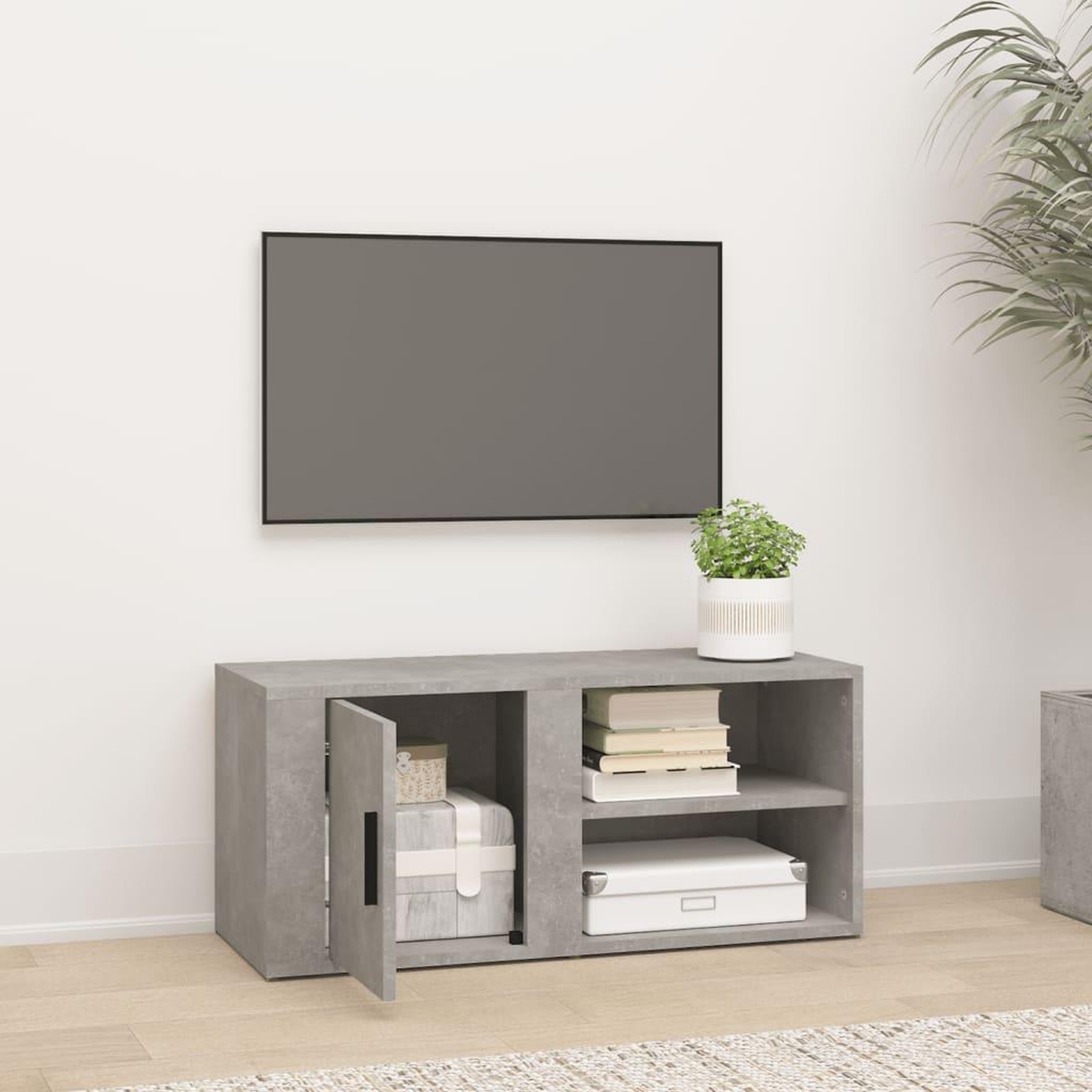 Voir la diapositive 3 : VIDAXL Meuble TV Gris beton 80x31,5x36 cm Bois d'ingenierie