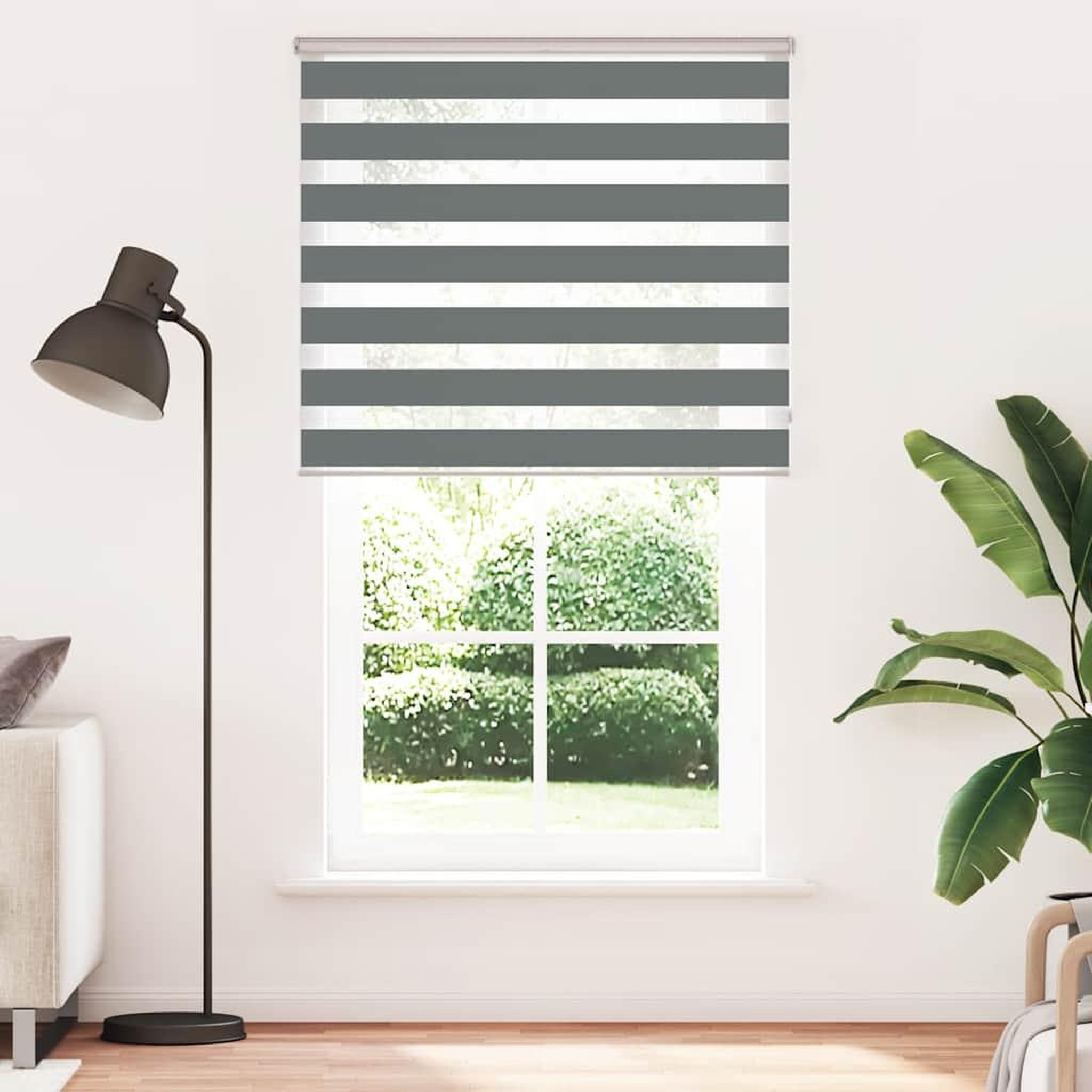 Voir la diapositive 2 : VIDAXL Store zebre gris fonce largeur du tissu 130,9 cm polyester