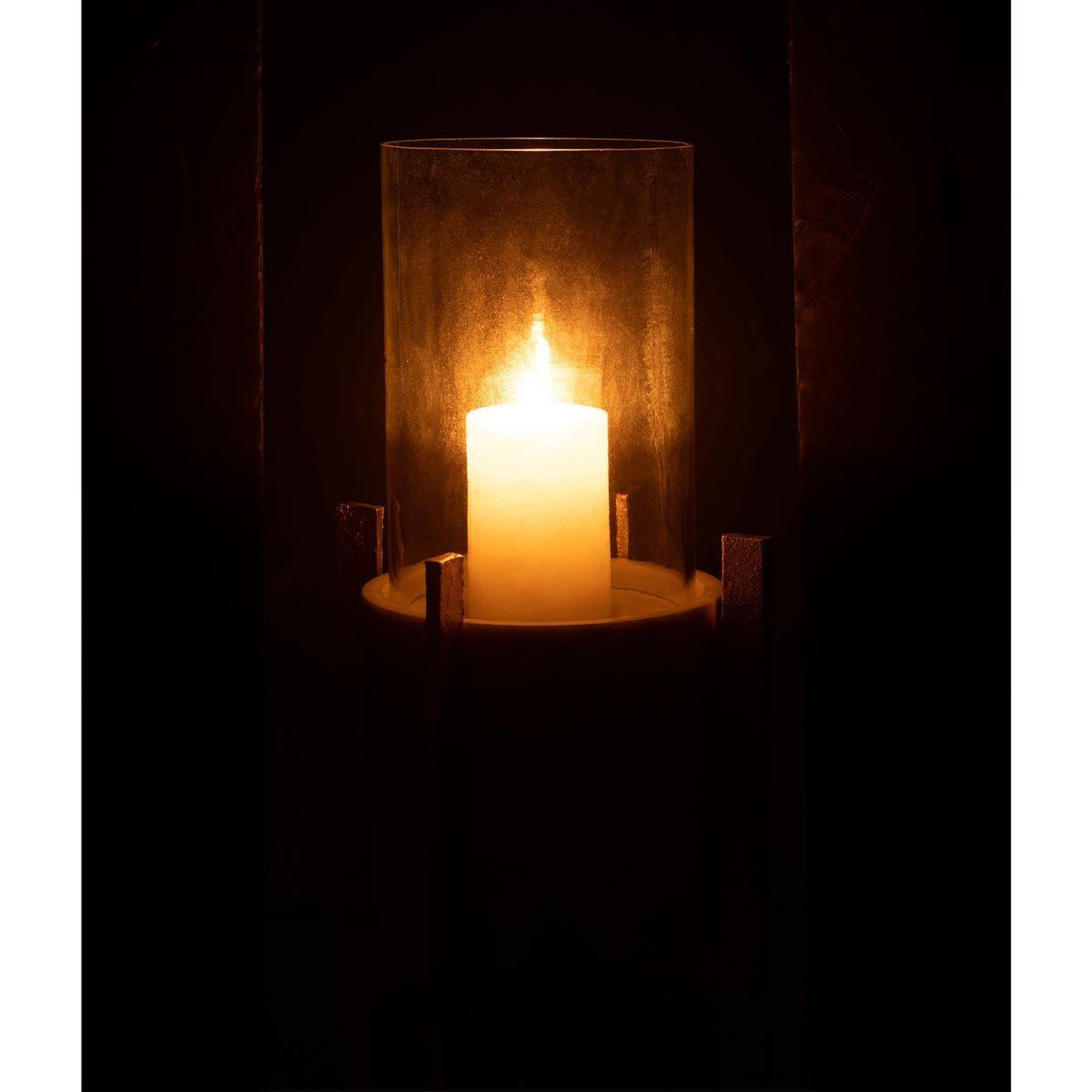Voir la diapositive 4 : J-LINE Photophore Design  Base Marbre  38cm Gris