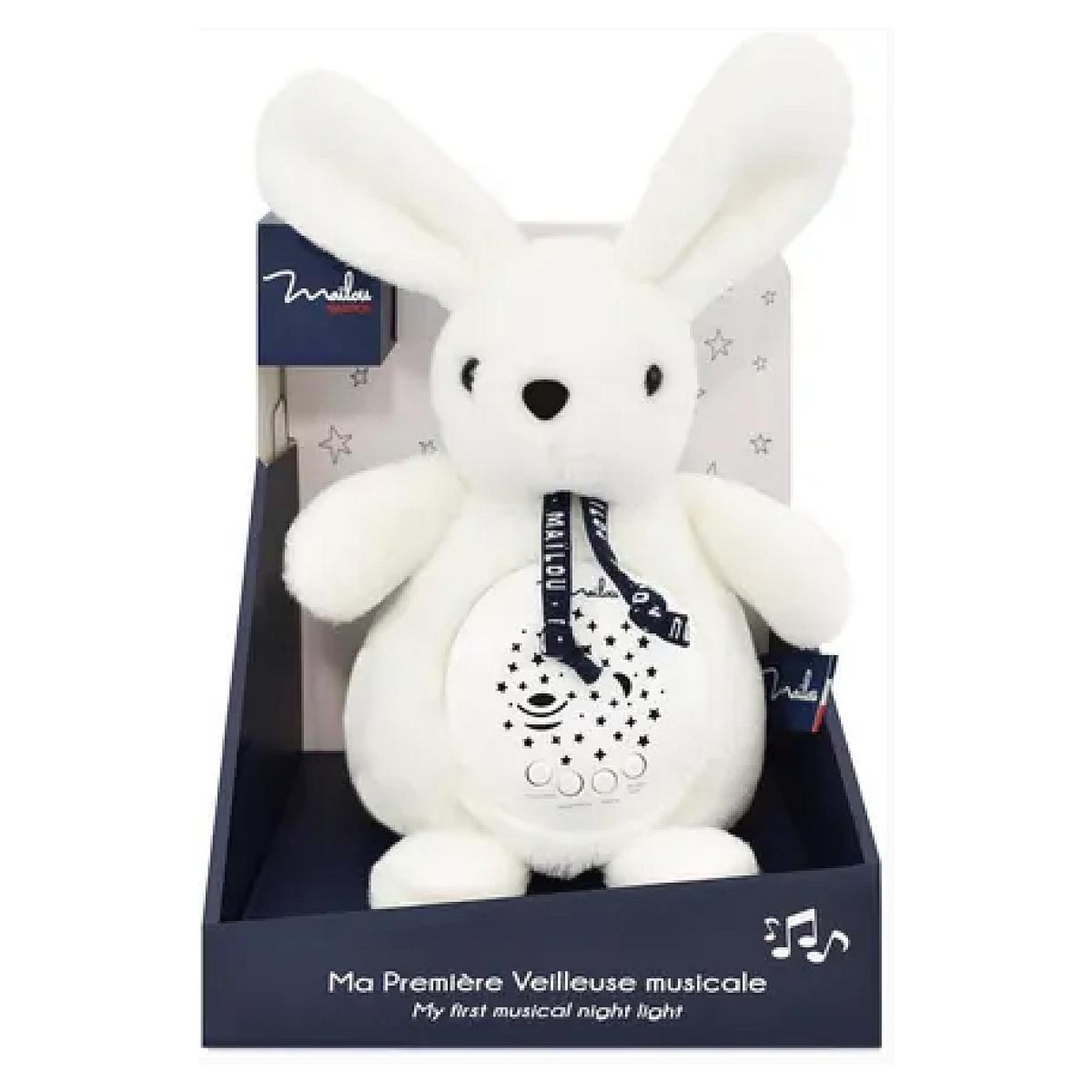 Voir la diapositive 2 : MAILOU Veilleuse musical projecteur d etoiles - Lapin Blanc