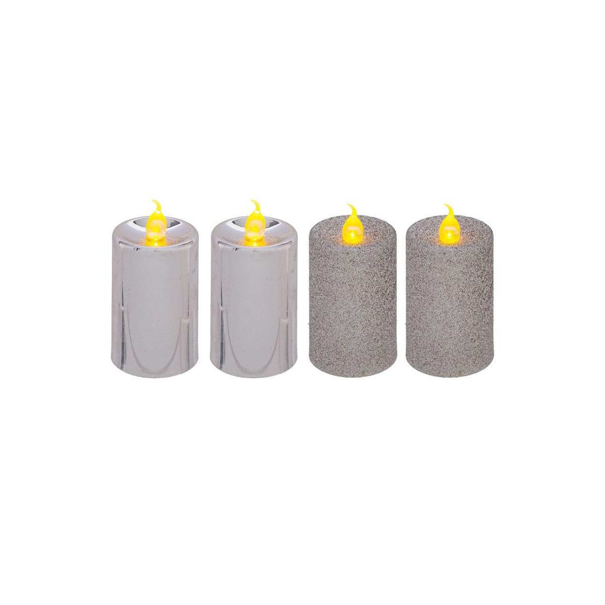 FEERIC LIGHT & CHRISTMAS Lot de 4 bougies votives  colorama  7cm argent