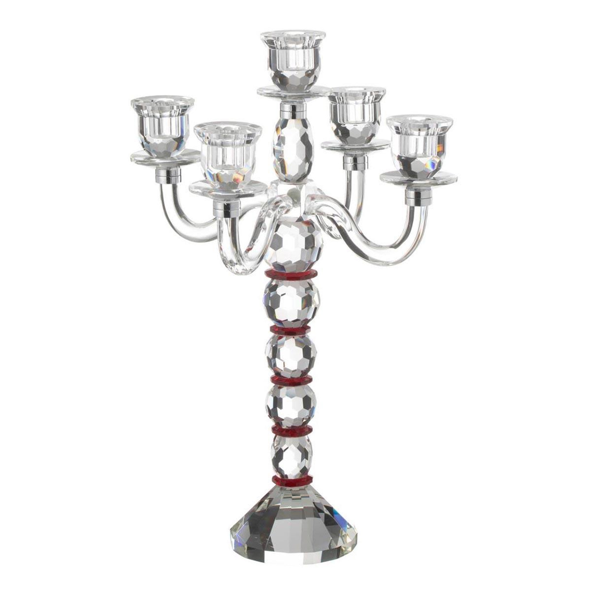 J-LINE Chandelier 5 branches  annie  49cm transparent & rouge