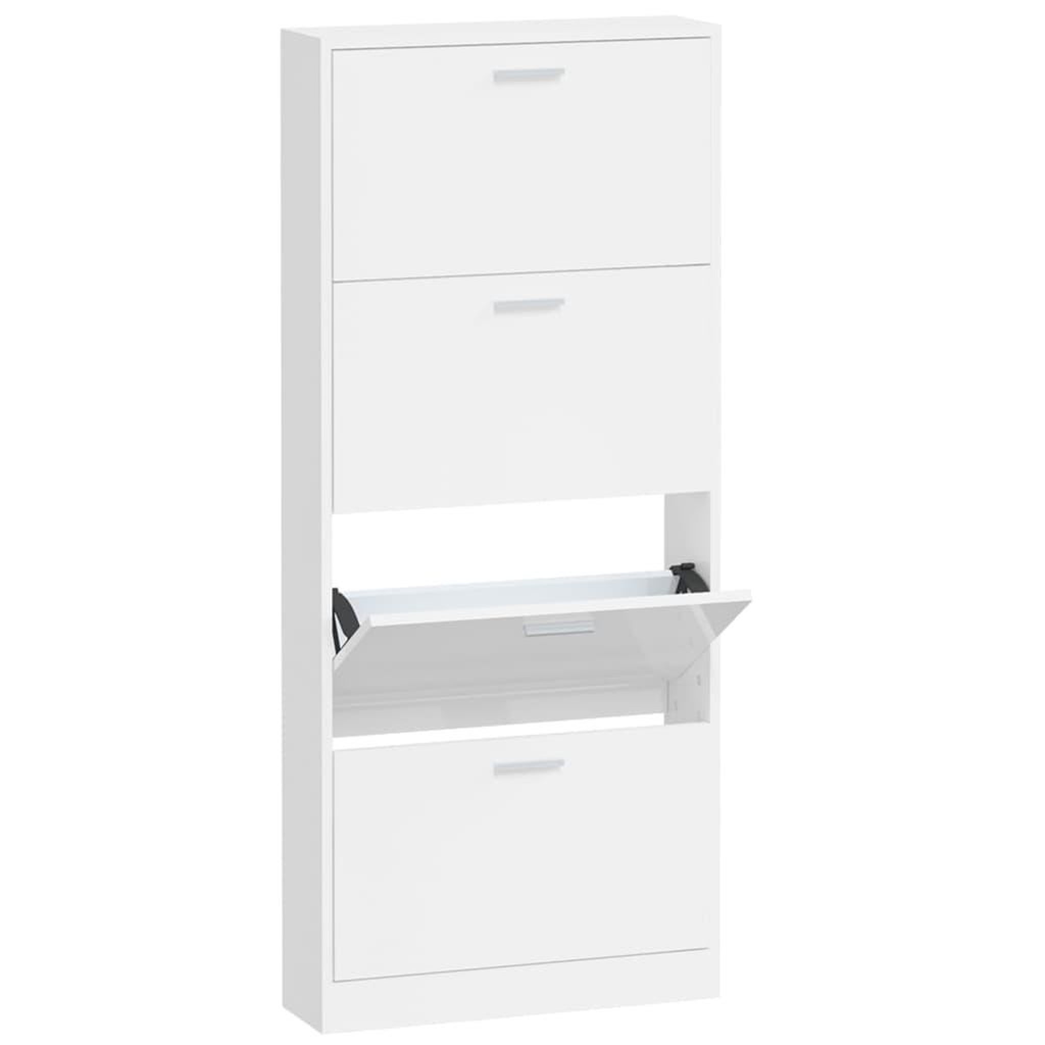Voir la diapositive 2 : VIDAXL Armoire a chaussure Blanc brillant 59x17x150 cm Bois ingenierie