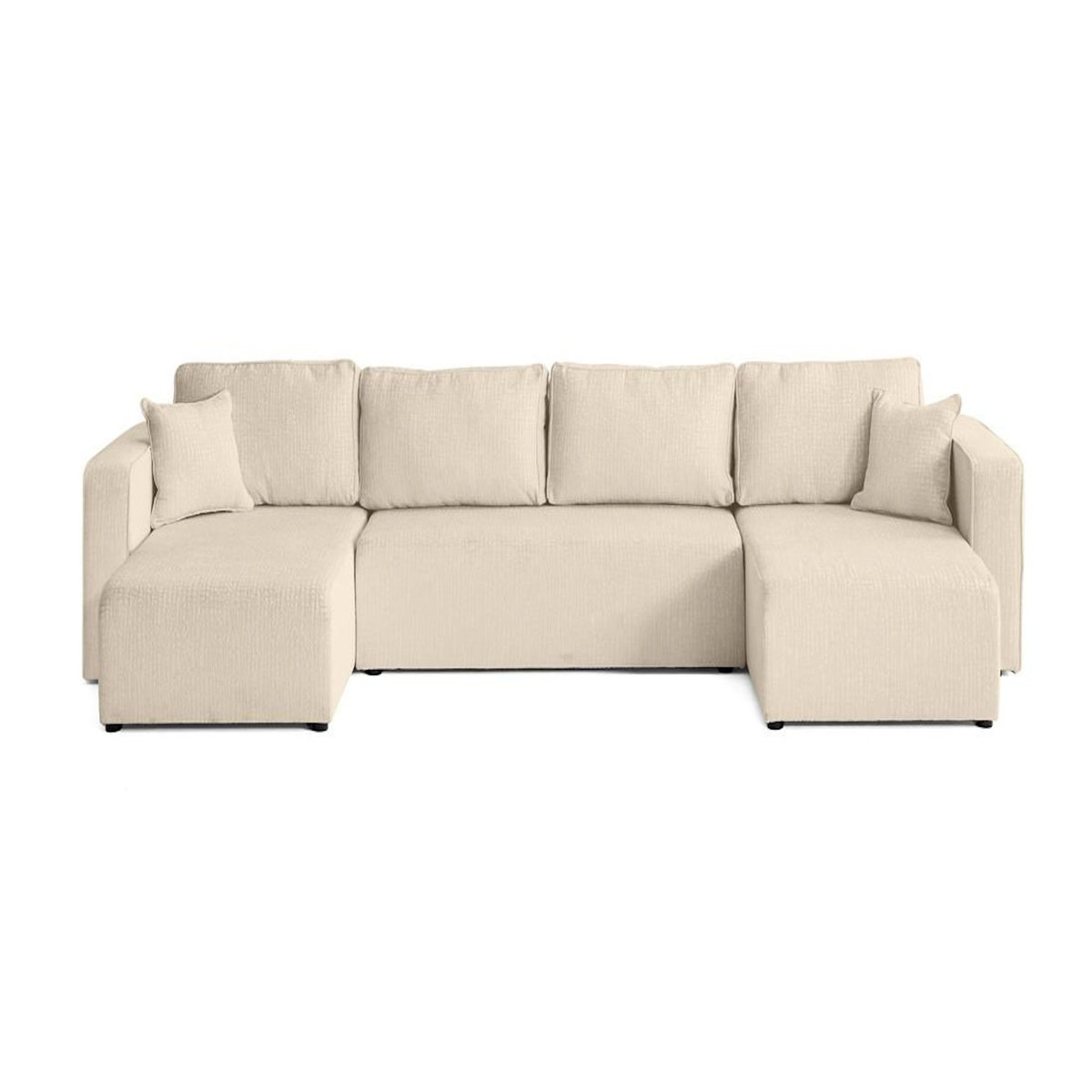 BEST MOBILIER Topaze - canapé panoramique en u - 7 places - convertible avec coffre - en tissu velours relief
