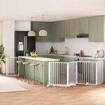 VIDAXL Barriere pour chien porte pliable 8panneaux blanc bois peuplier