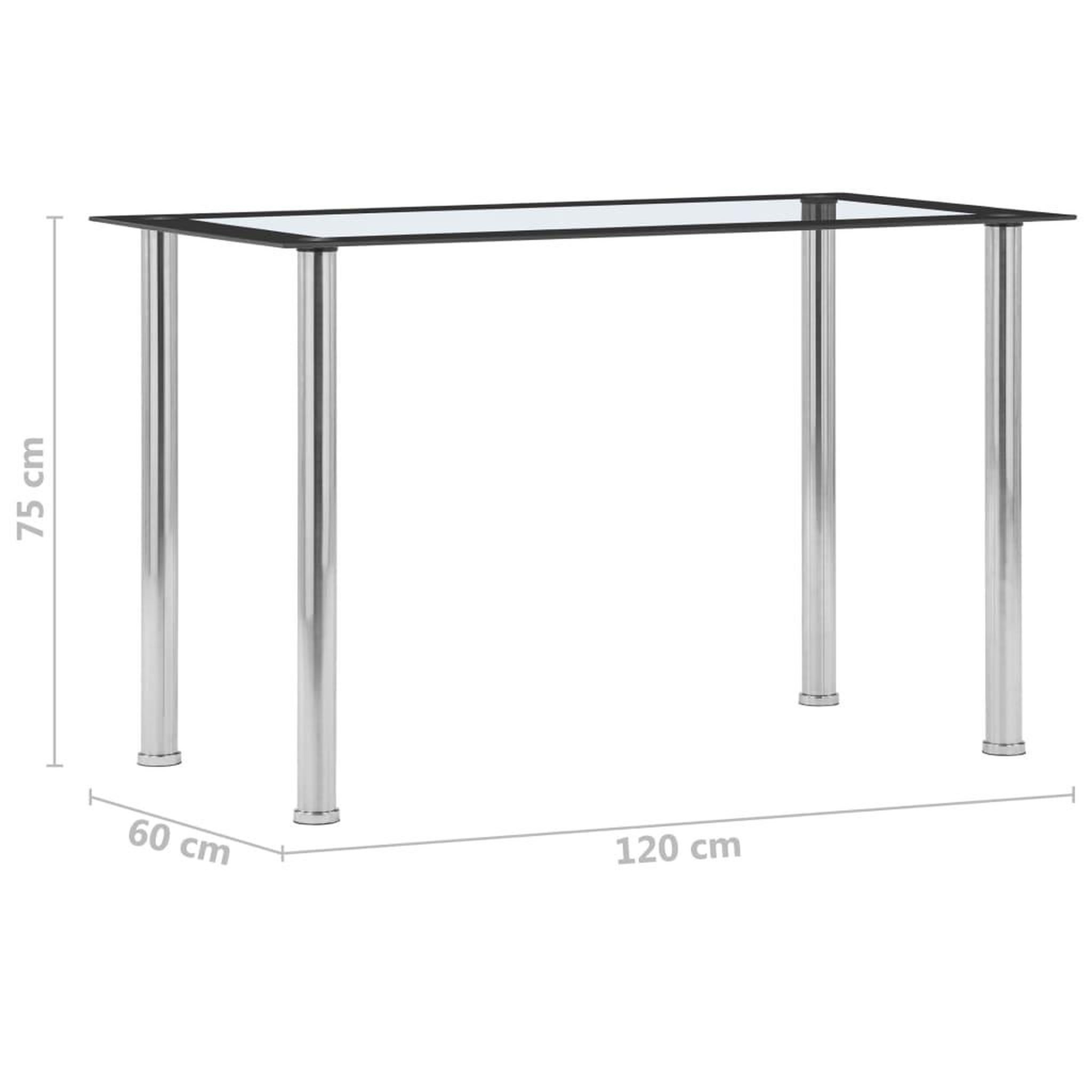 Voir la diapositive 5 : VIDAXL Table a manger noir et transparent 120x60x75 cm verre trempe