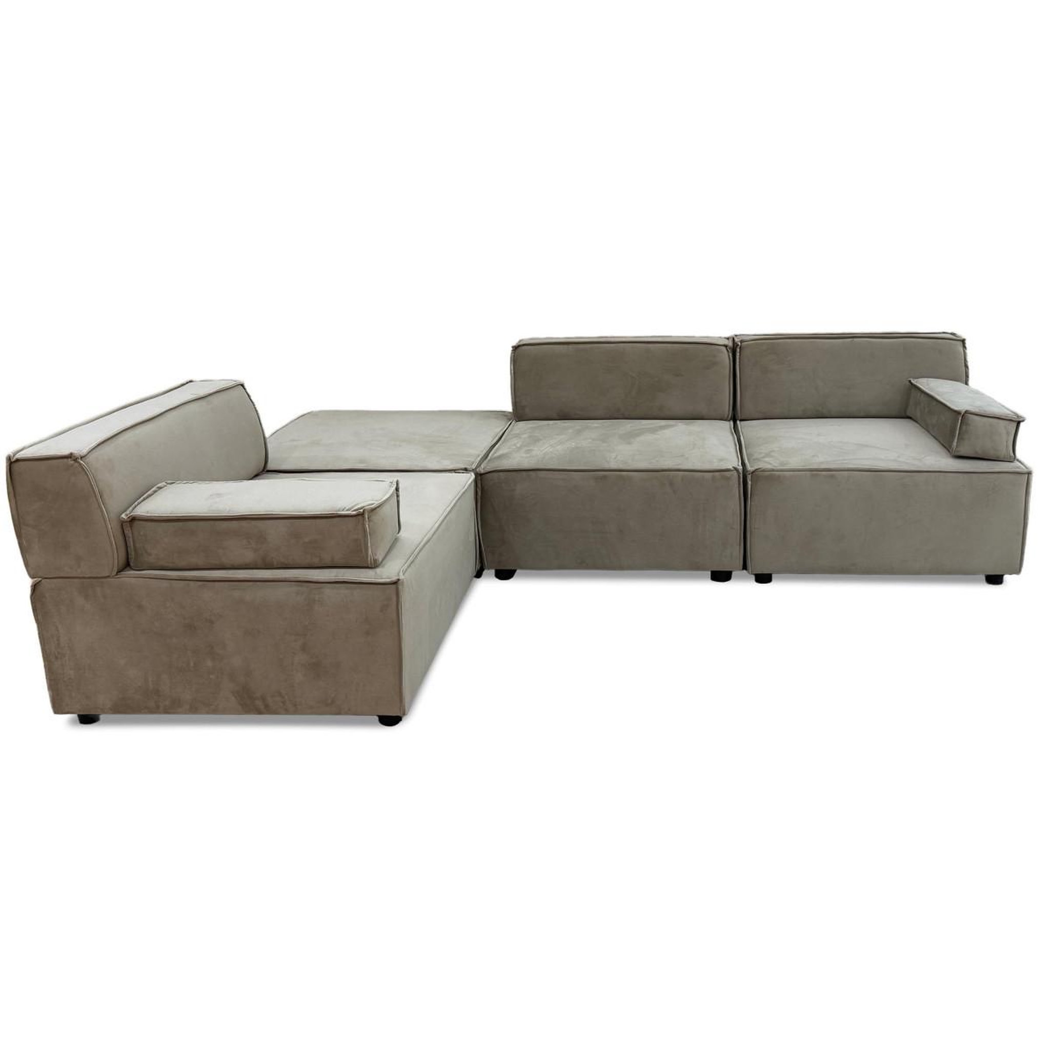 Voir la diapositive 2 : Paris Prix Canapé modulable en velours côtelé  todd  258cm taupe grisé
