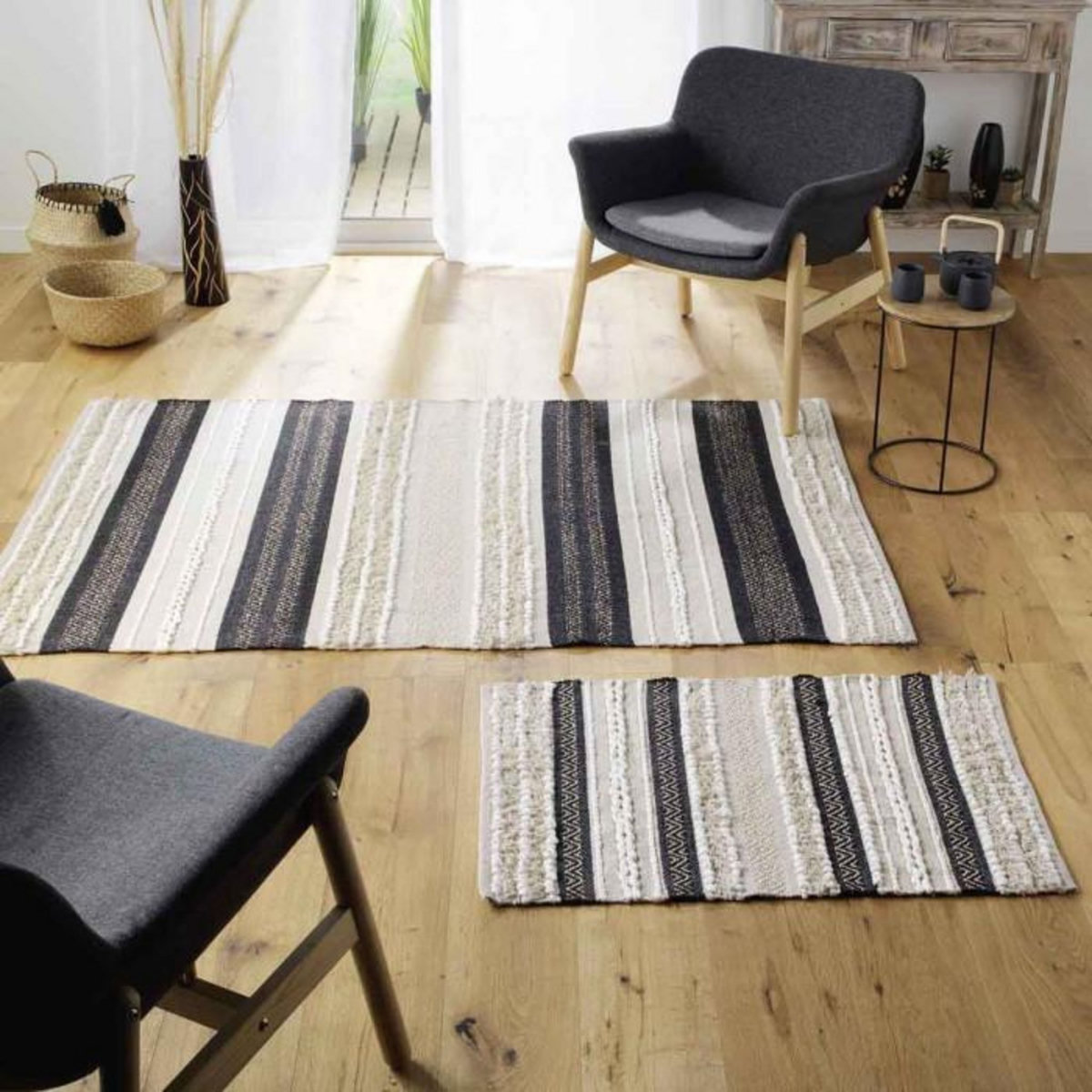 Paris Prix Tapis Déco  Mirage  120x170cm Naturel & Noir