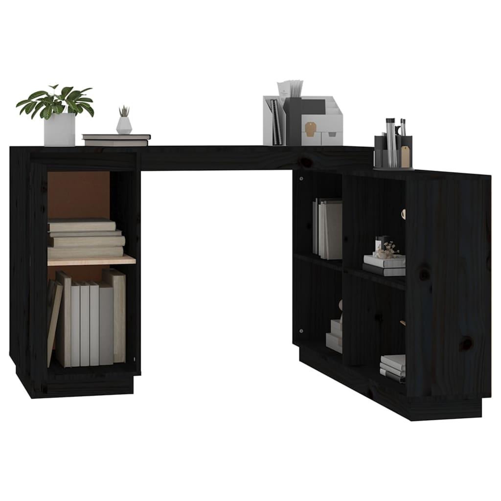 Voir la diapositive 5 : VIDAXL Bureau Noir 110x50x75 cm Bois massif de pin