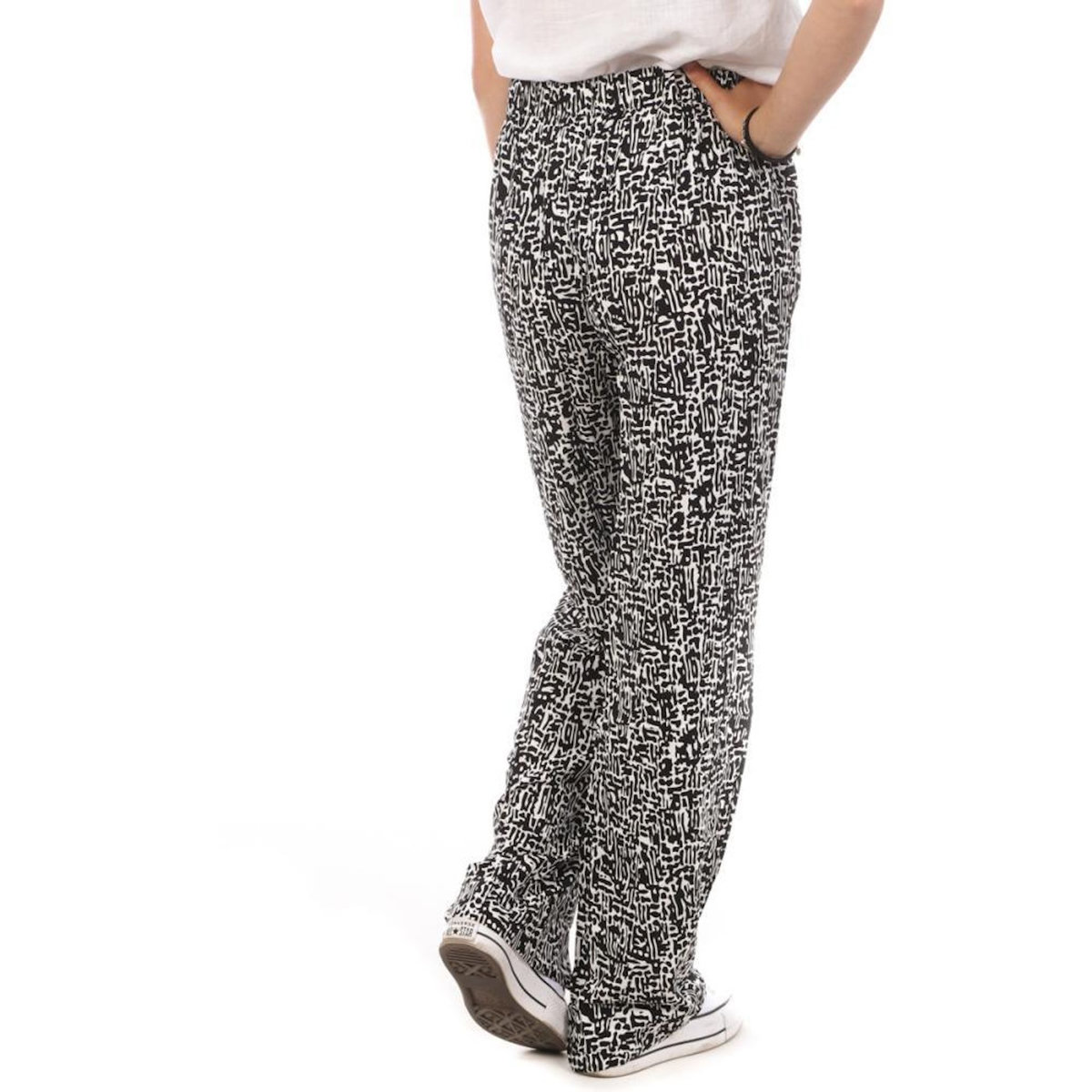 Vero Moda Pantalons Ample Noir/Blanc Femme Vero Moda Wide