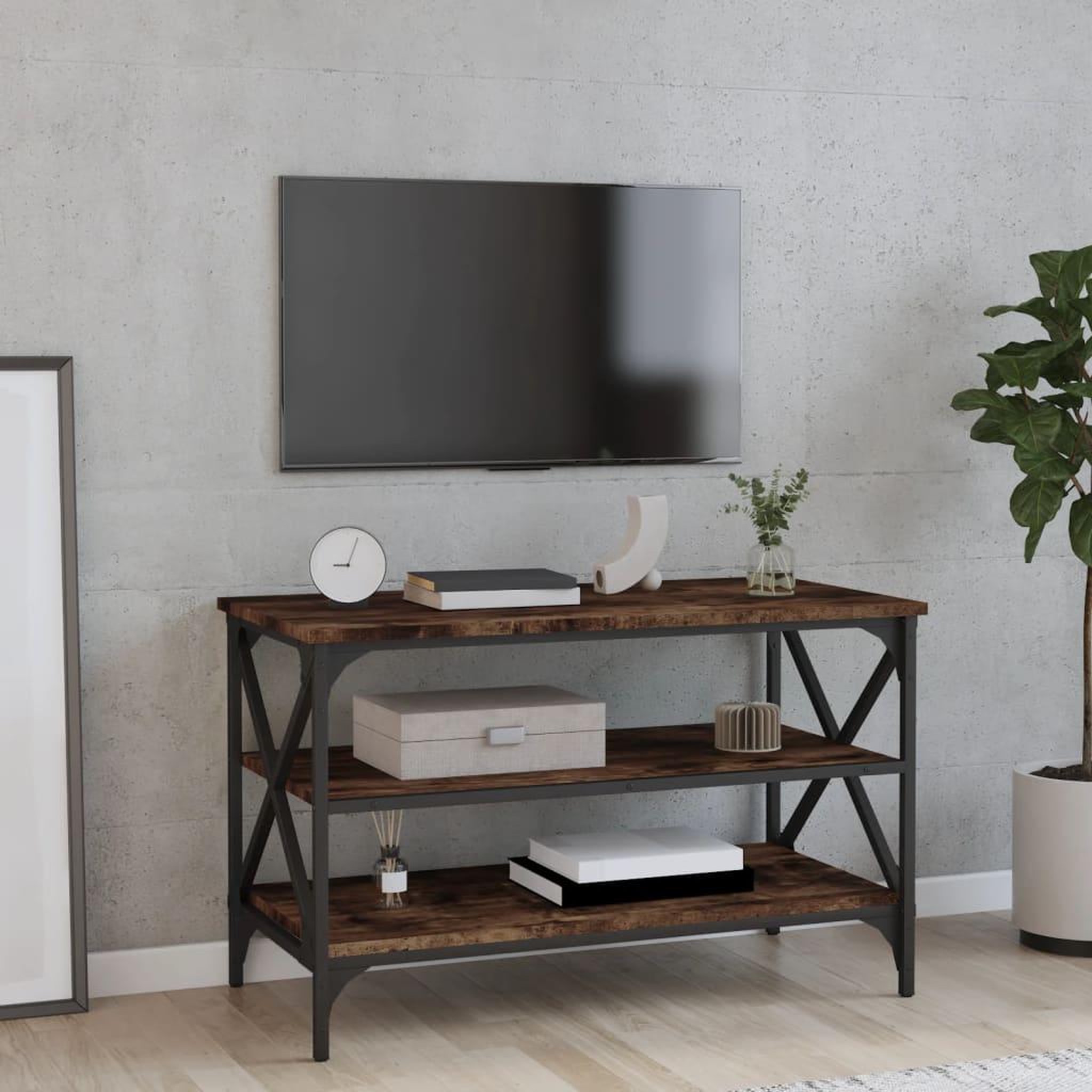 Voir la diapositive 1 : VIDAXL Meuble TV Chene fume 80x40x50 cm Bois d'ingenierie