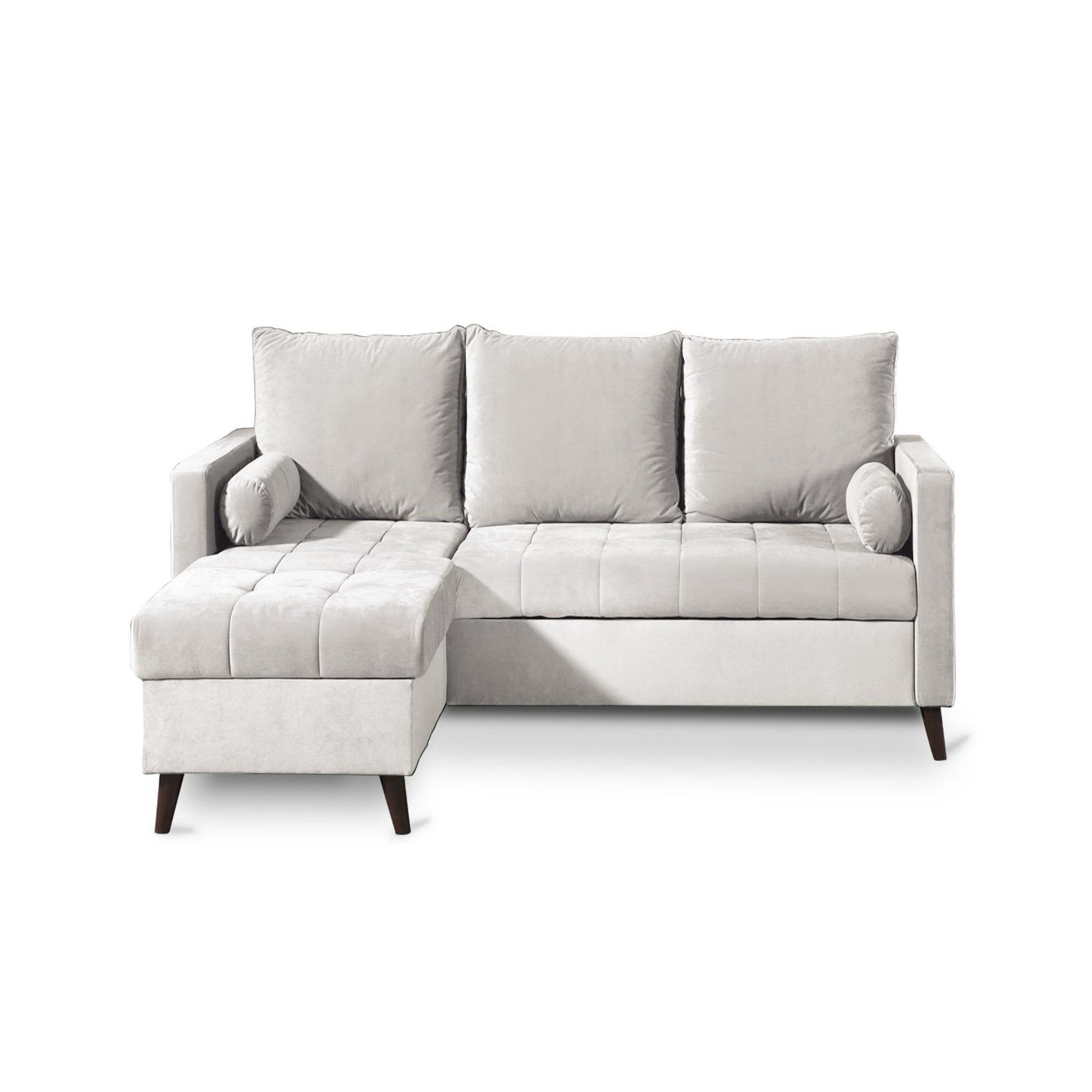 Voir la diapositive 1 : BEST MOBILIER Polar - canapé d'angle réversible convertible - en velours au design scandinave - 4 places