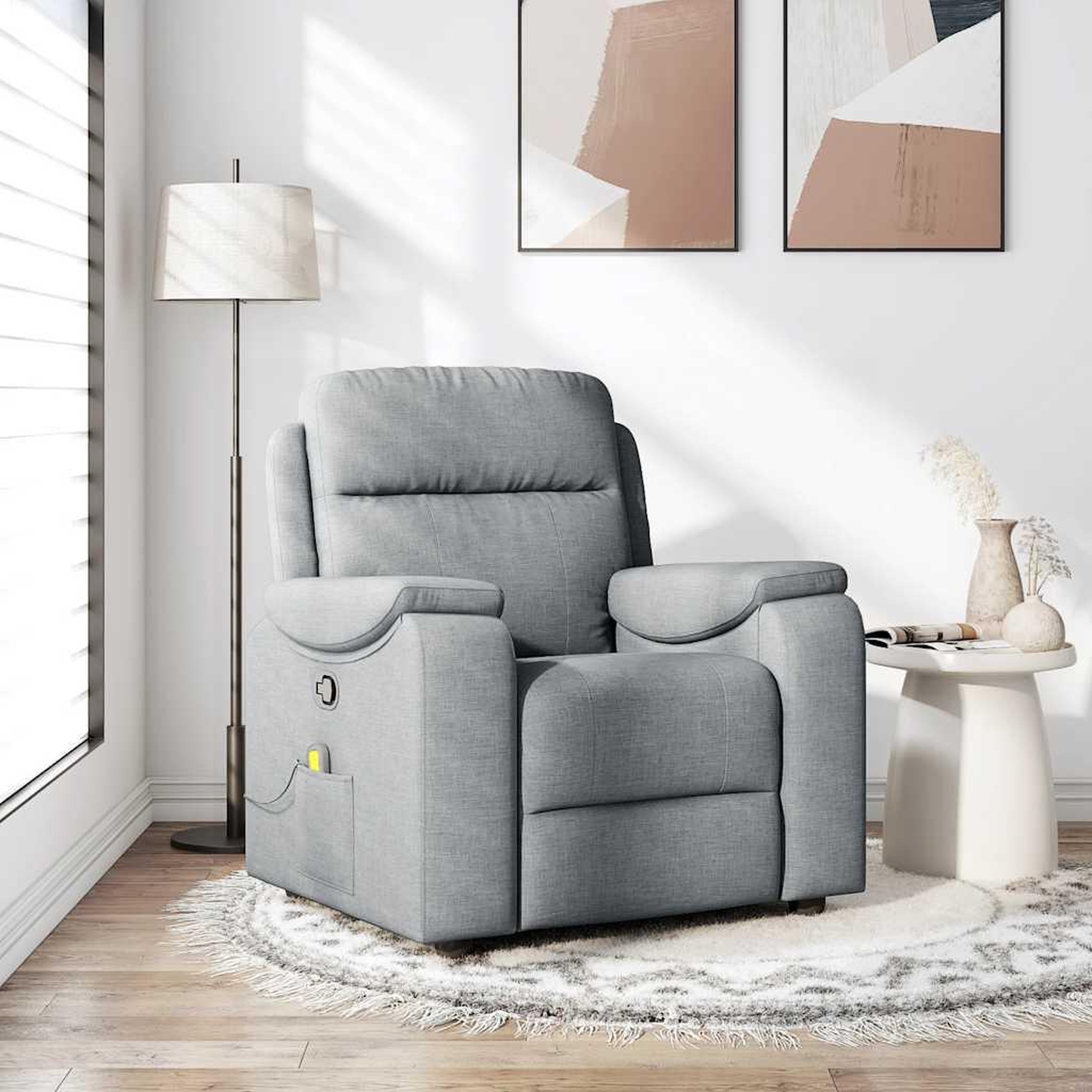 VIDAXL Fauteuil de massage inclinable Gris clair Tissu