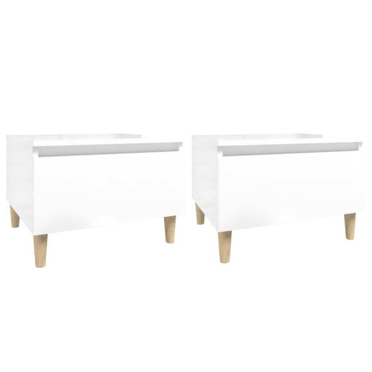 VIDAXL Tables d'appoint 2pcs Blanc brillant 50x46x35cm Bois ingenierie