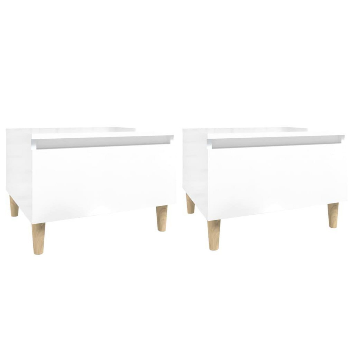 VIDAXL Tables d'appoint 2pcs Blanc brillant 50x46x35cm Bois ingenierie
