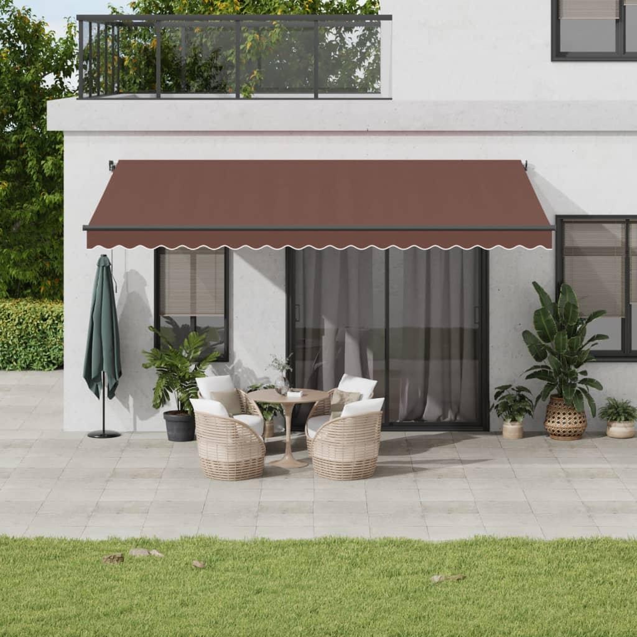 VIDAXL Auvent retractable automatique avec LED marron 500x350 cm