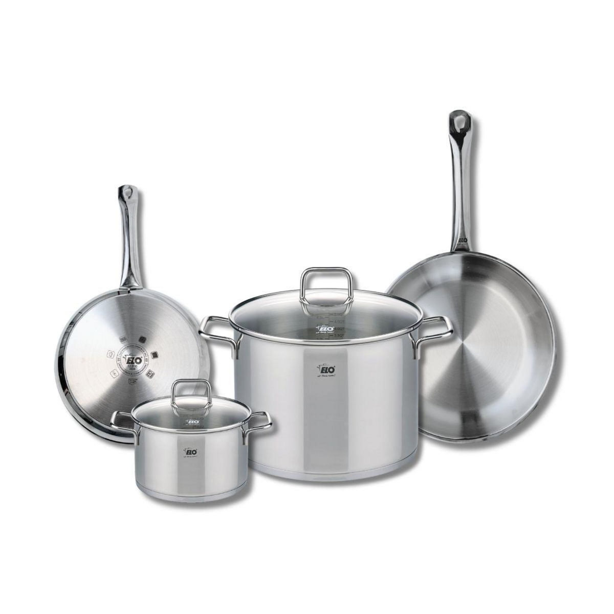 ELO Set de 2 Poêles de cuisson 24 et 28 cm et 2 faitouts 16 et 26 cm Elo Profi Citrin