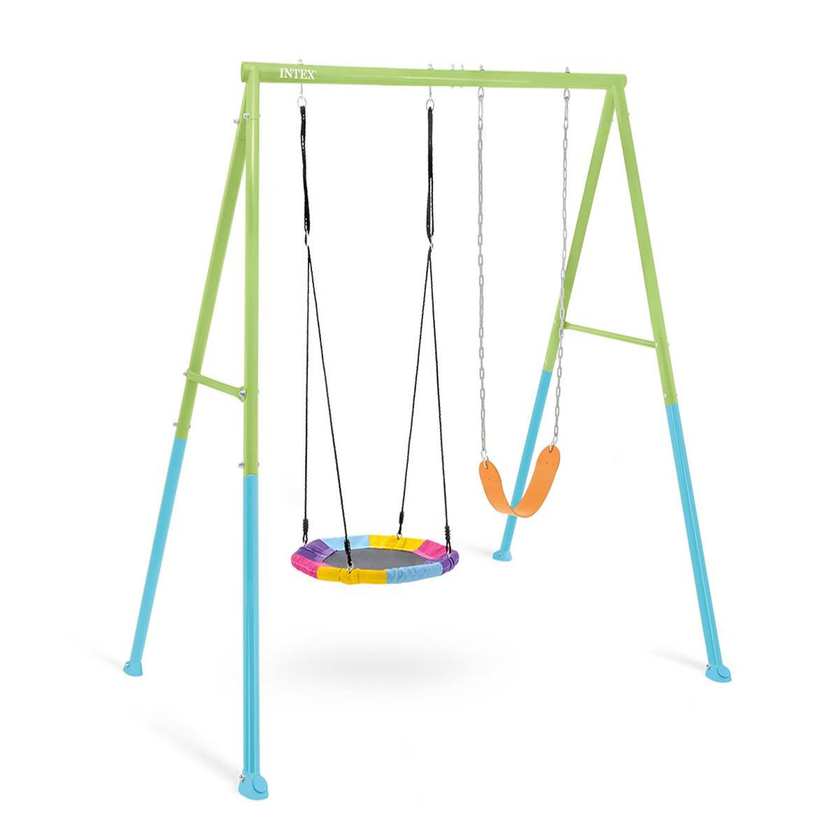 INTEX Portique pour enfants 2 agrès balançoire + nid d'oiseau - Intex