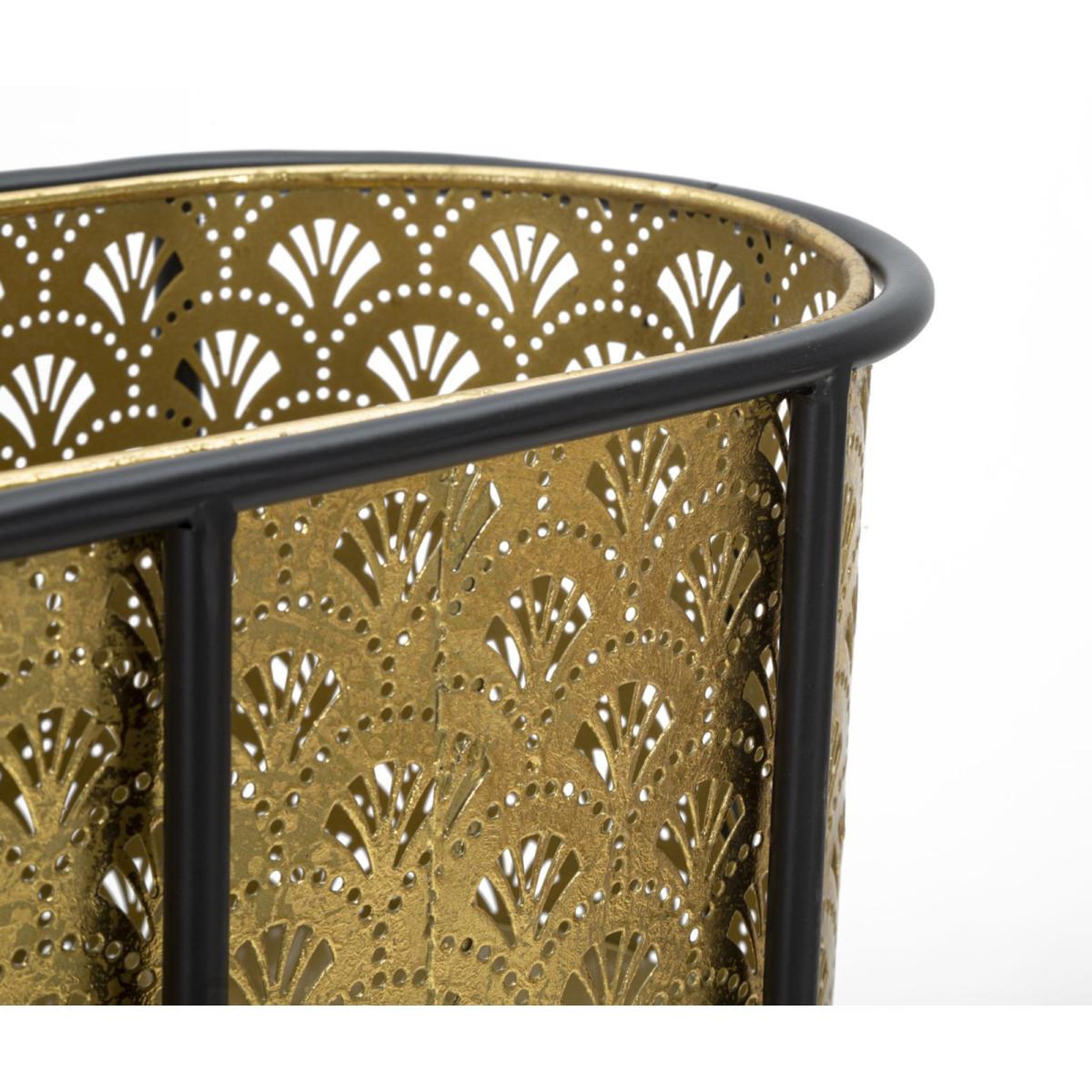 Voir la diapositive 5 : Paris Prix Jardinière en métal sur pied  tessa  70cm noir & or