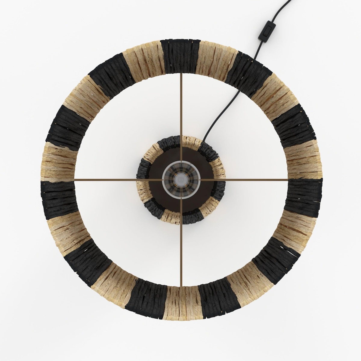 Rendez vous déco Grande lampe rayée noire en feuille de palmier-Soléa