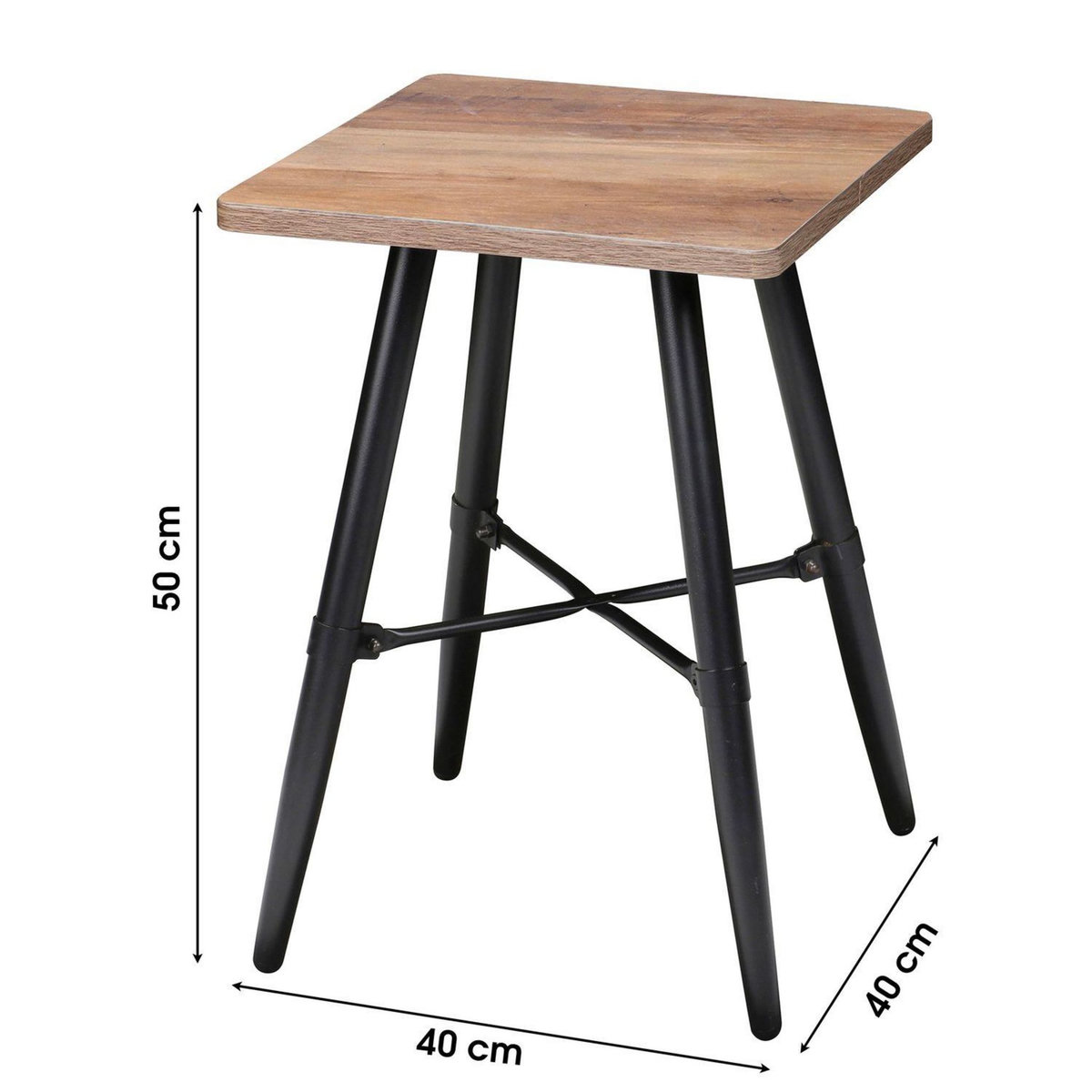 DIVERS Bout de canapé design bois et métal Hampton - L. 40 x H. 50 cm - Noir