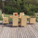 VIDAXL Ensemble a manger de jardin 7 pcs Resine tressee Beige