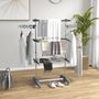 Voir la diapositive 2 : HOMCOM Séchoir à linge étendoir pliable ailes latérales 3 niveaux acier inox PP