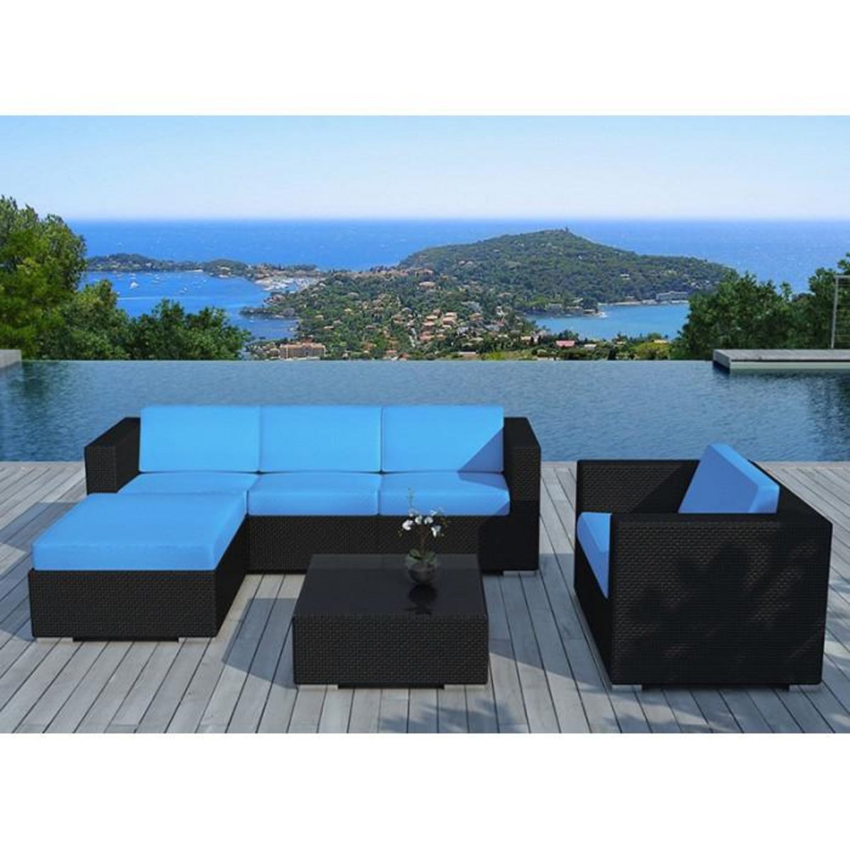 Paris Prix Salon de Jardin en Résine  Valentino  82cm Bleu & Noir