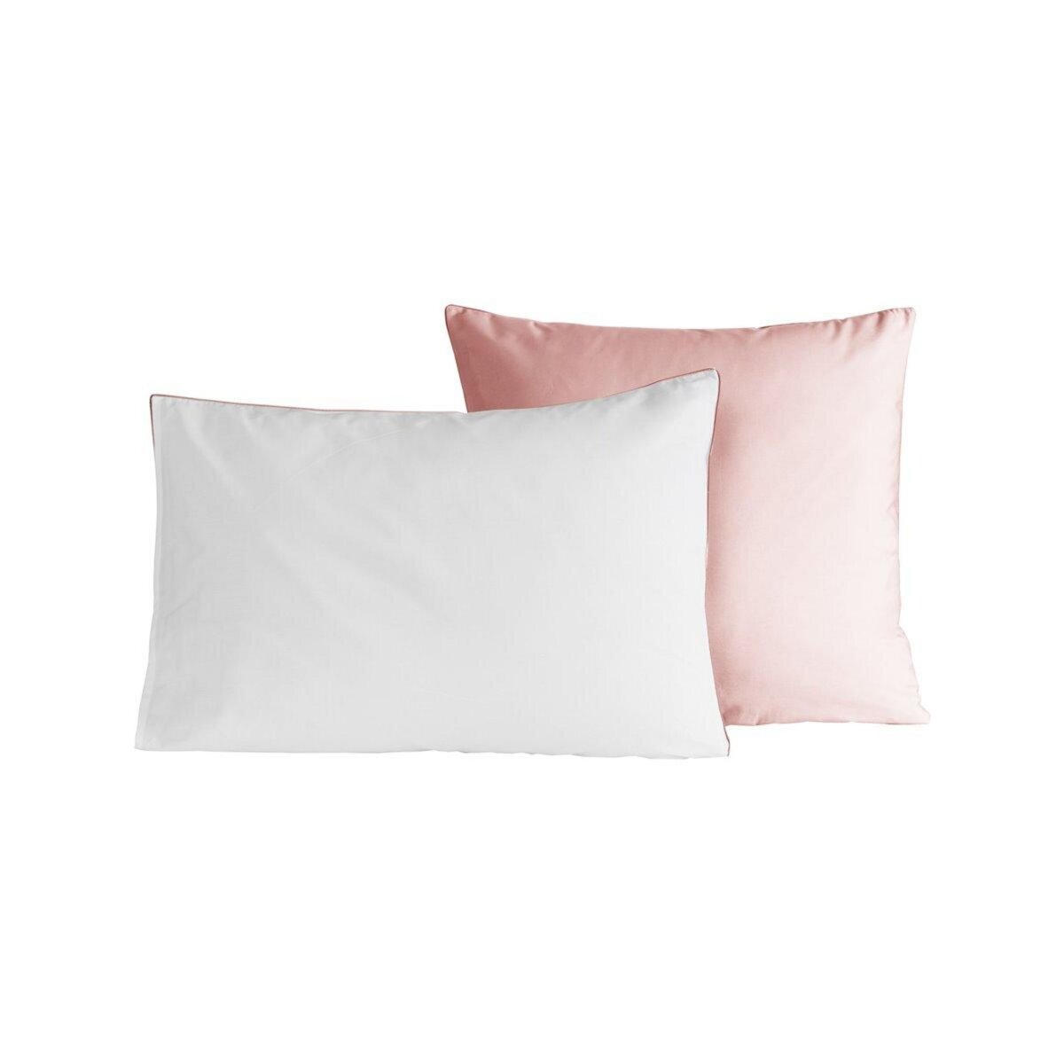 Sensei Maison Lot de 2 taies d'oreiller bicolores en percale coton DOZMARY