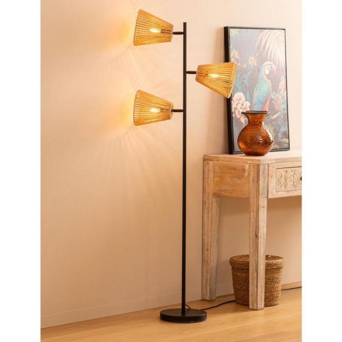 ATMOSPHERA Lampadaire 3 Abat-jours  Gaida  150cm Naturel