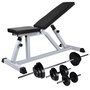 Voir la diapositive 1 : VIDAXL Banc d'entraînement avec jeu d'halteres 30,5 kg