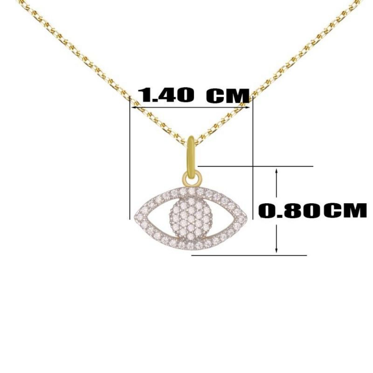 L'ATELIER D'AZUR Collier - Pendentif Or Jaune Oeil Serti de Zirconiums - Chaine Dorée Offerte