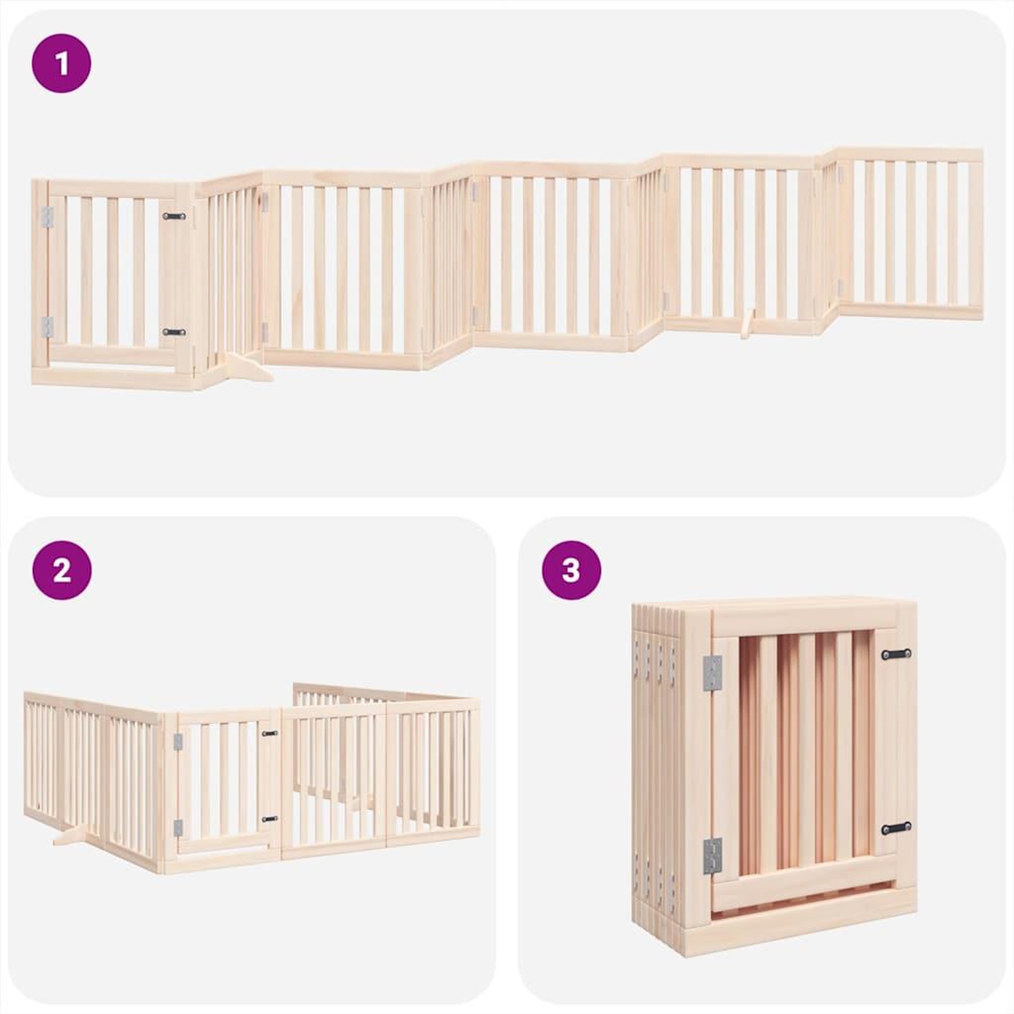 Voir la diapositive 5 : VIDAXL Barriere pour chiens avec porte pliable 9panneaux bois peuplier