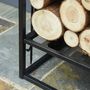 Voir la diapositive 4 : HOMCOM Serviteur de cheminée - porte bûches - range bûches multi accessoires étagère 75L x 30l x 60H cm acier noir