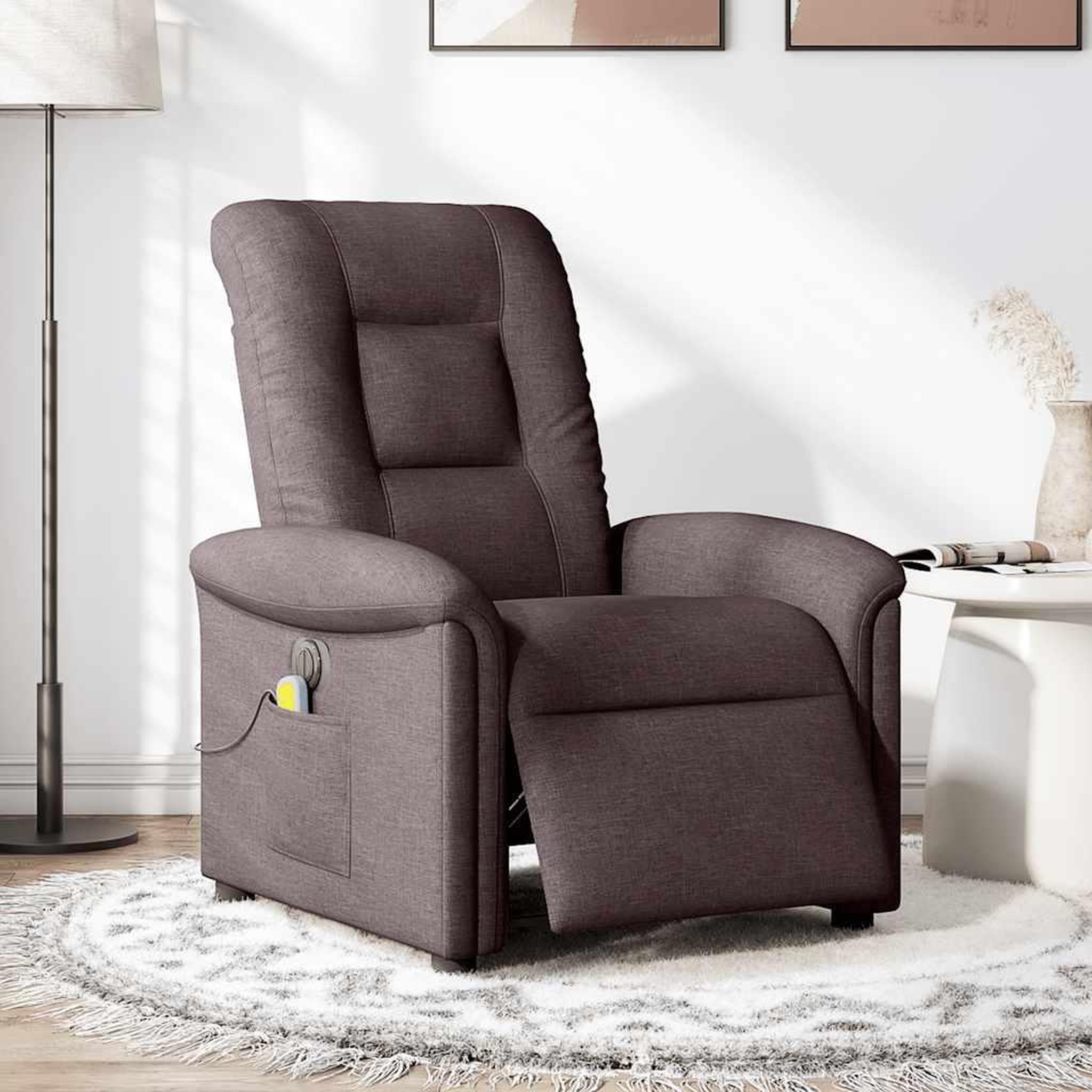 Voir la diapositive 2 : VIDAXL Fauteuil de massage inclinable electrique Marron fonce Tissu