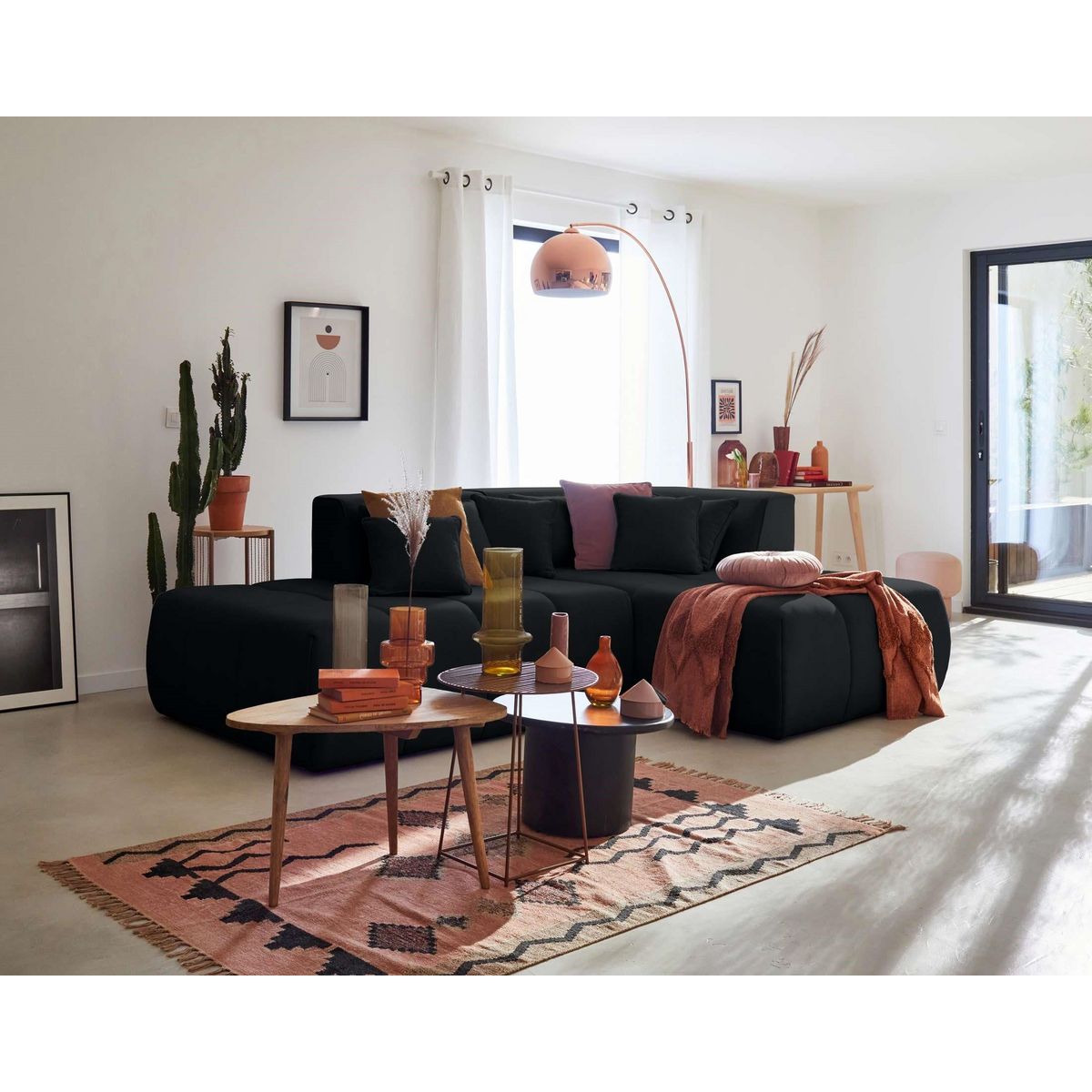 LISA DESIGN Caracas - canapé modulable d'angle droit - 4 places - en tissu