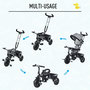 Voir la diapositive 5 : HOMCOM Tricycle enfant évolutif pare-soleil pliable canne  télescopique amovible 92 x 51 x 110 cm acier gris noir