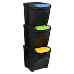 FIVE Lot de 3 Poubelles empilables pour le tri sélectif