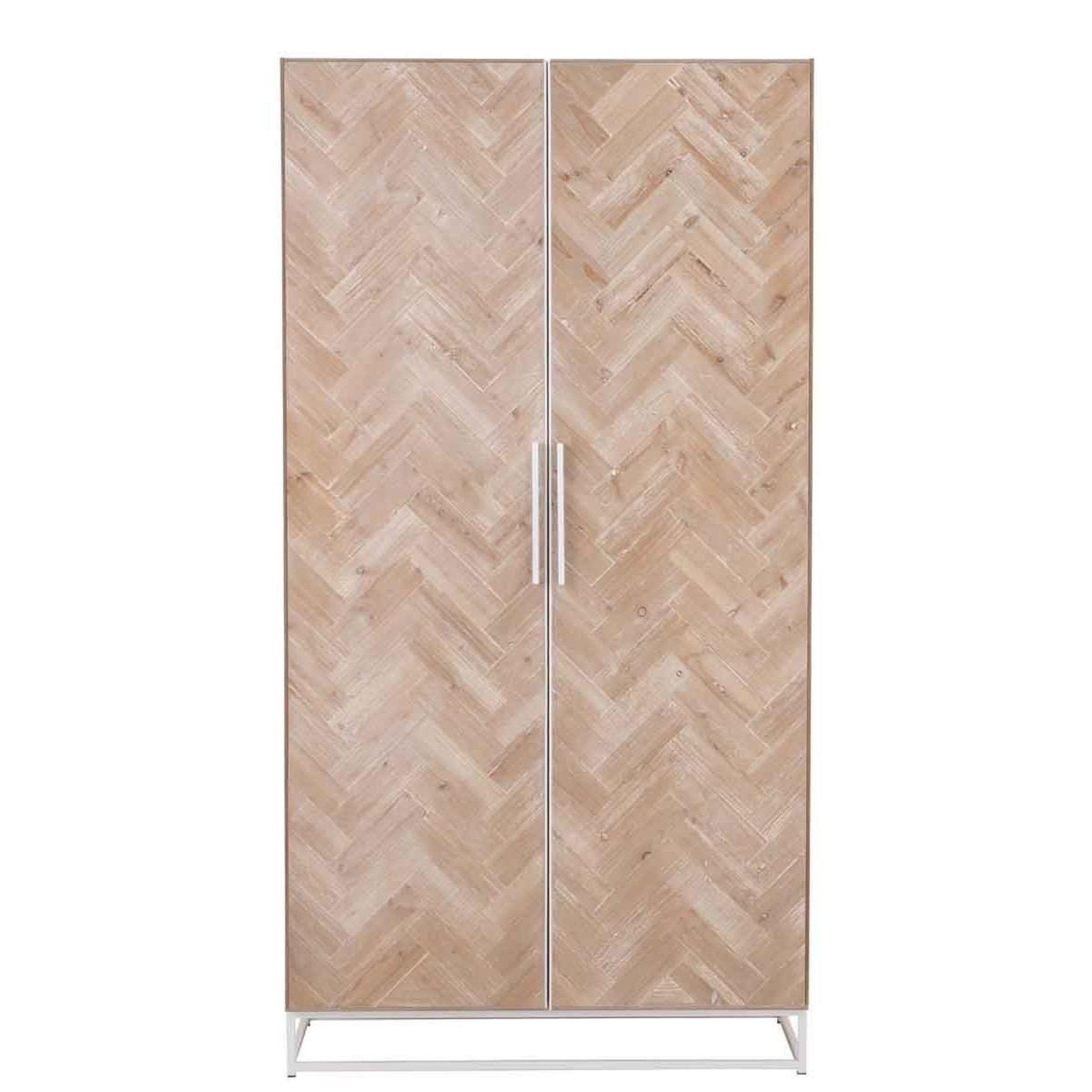Voir la diapositive 2 : J-LINE Armoire 2 portes  miraza  185cm naturel & blanc
