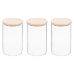 FIVE Lot de 3 Bocaux en Verre  Hermet  1L Transparent & Naturel