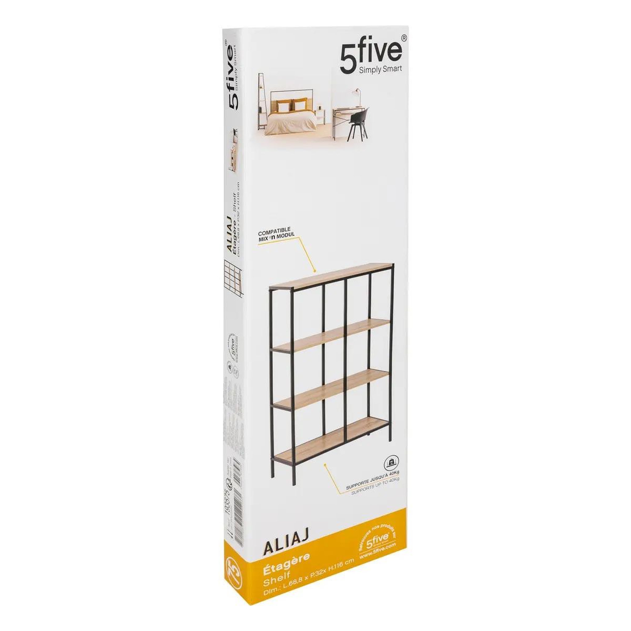 Voir la diapositive 3 : FIVE Etagère 6 cases  aliaj  116cm naturel