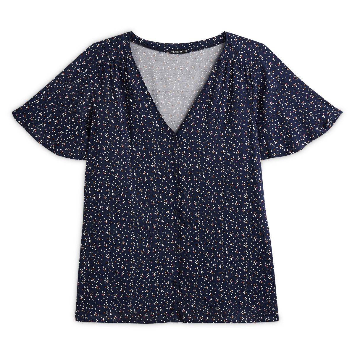 IN EXTENSO Blouse manches papillon bleu marine grande taille femme