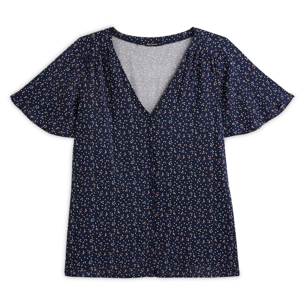 IN EXTENSO Blouse manches papillon bleu marine grande taille femme