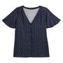 Voir la diapositive 3 : IN EXTENSO Blouse manches papillon bleu marine grande taille femme