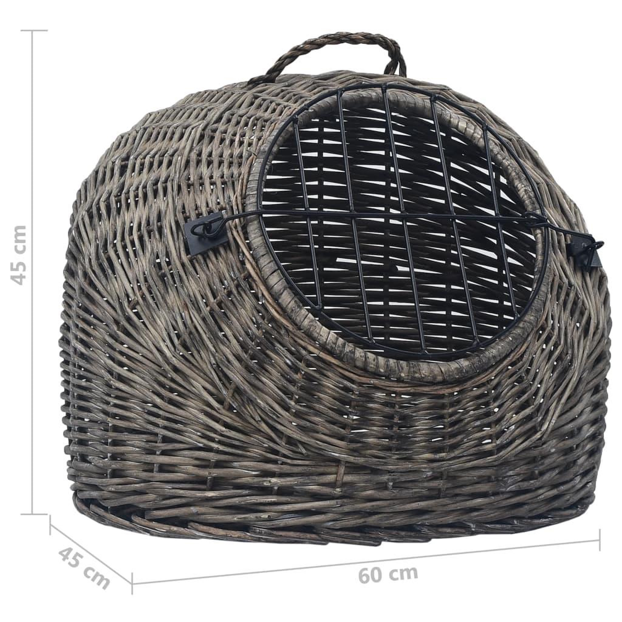 Voir la diapositive 6 : VIDAXL Cage de transport pour chats Gris 60x45x45 cm Saule naturel
