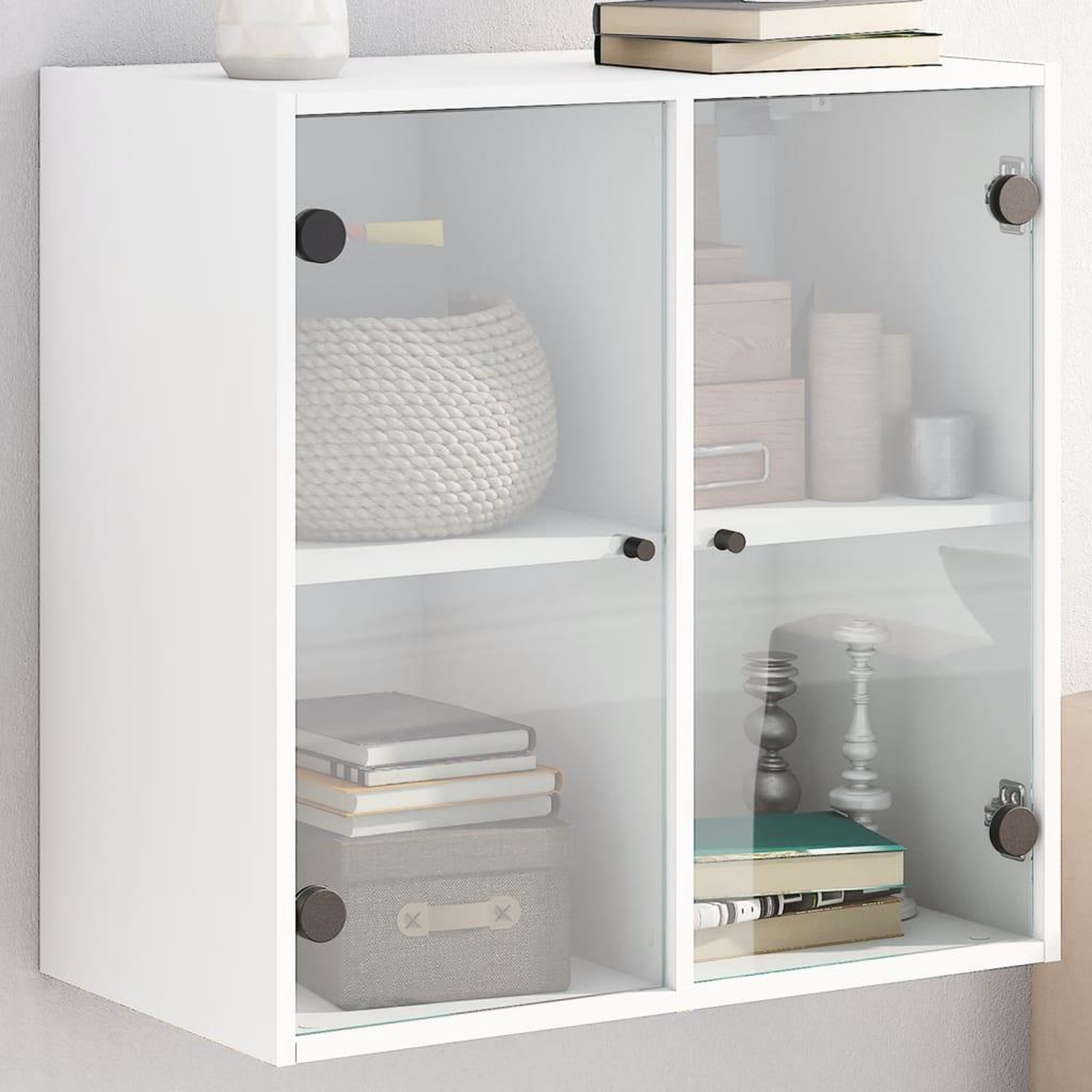 VIDAXL Armoire murale avec portes en verre blanc 68x37x68,5 cm