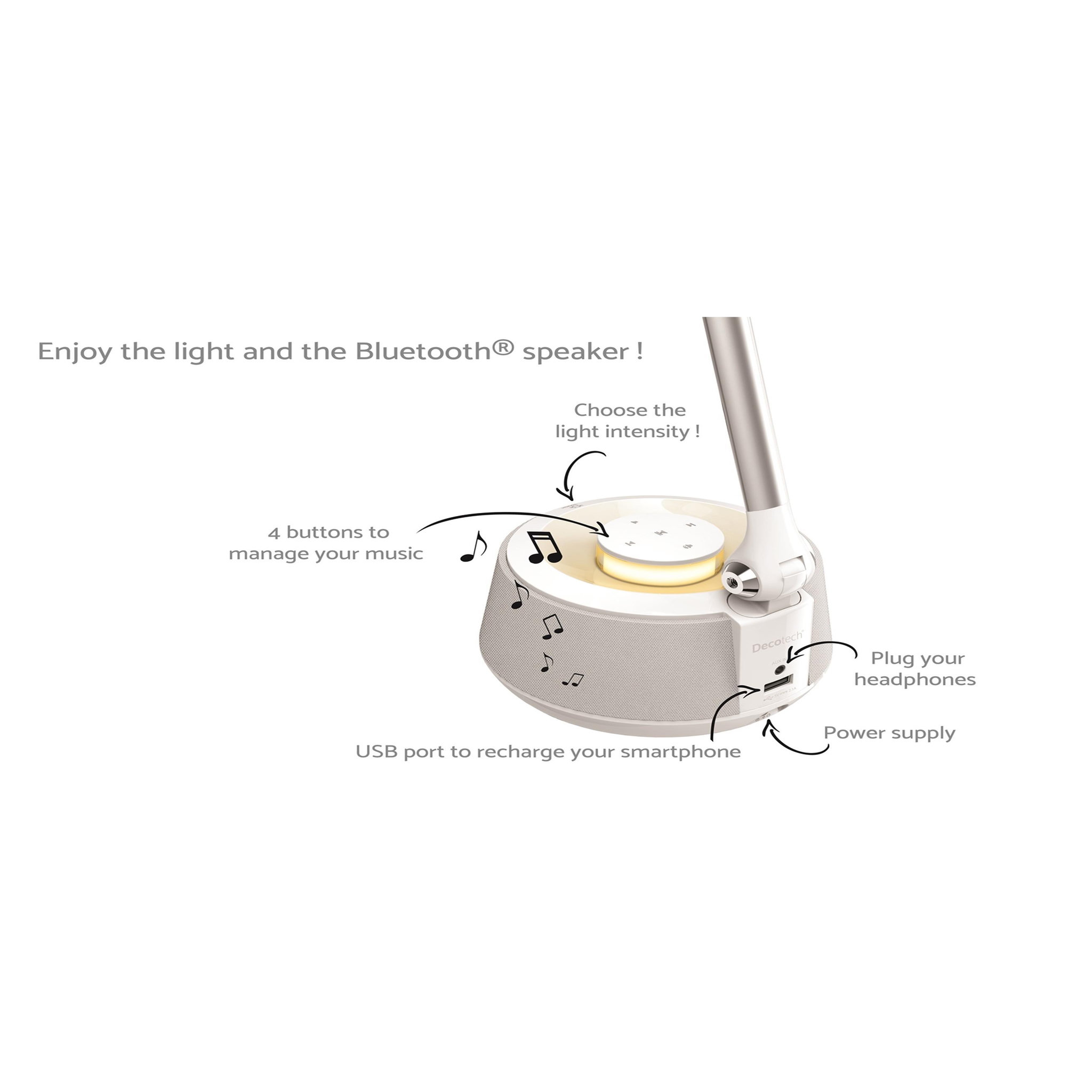 Voir la diapositive 3 : Lexibook Lampe de bureau avec lumières led et enceinte bluetooth