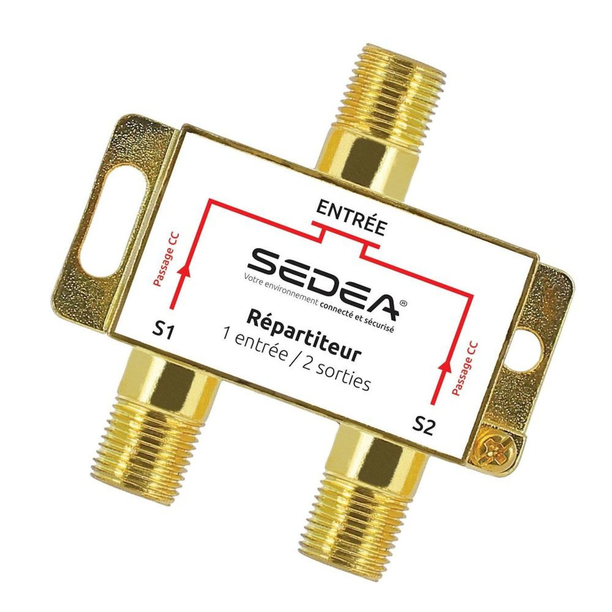 Sedea Répartiteur télévision 2 sorties gold SEDEA